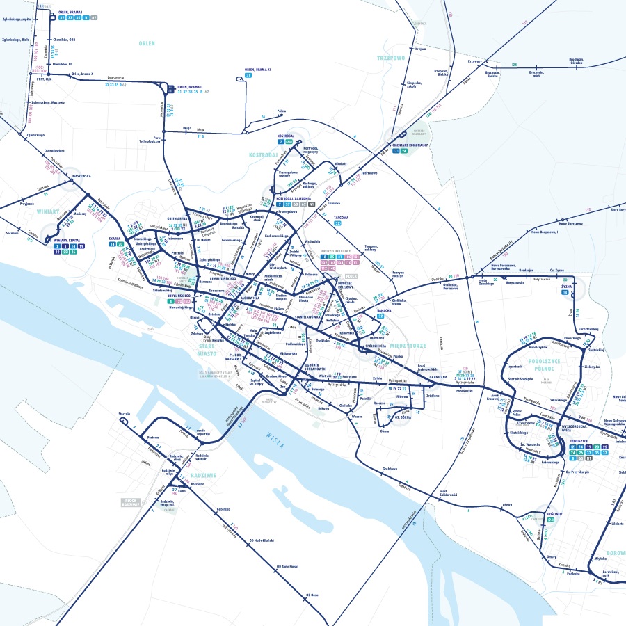 Mapa linii miejskich